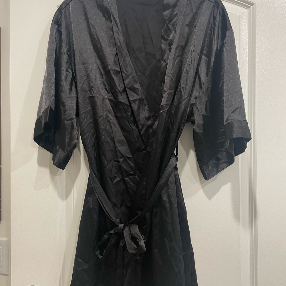 Elegant Black Satin Robe